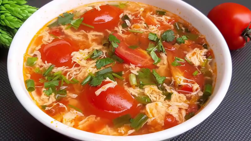 Canh trứng cà chua - Món ăn giải cảm