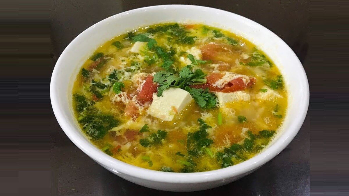 Canh trứng nấu đậu phụ